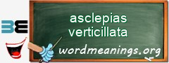 WordMeaning blackboard for asclepias verticillata